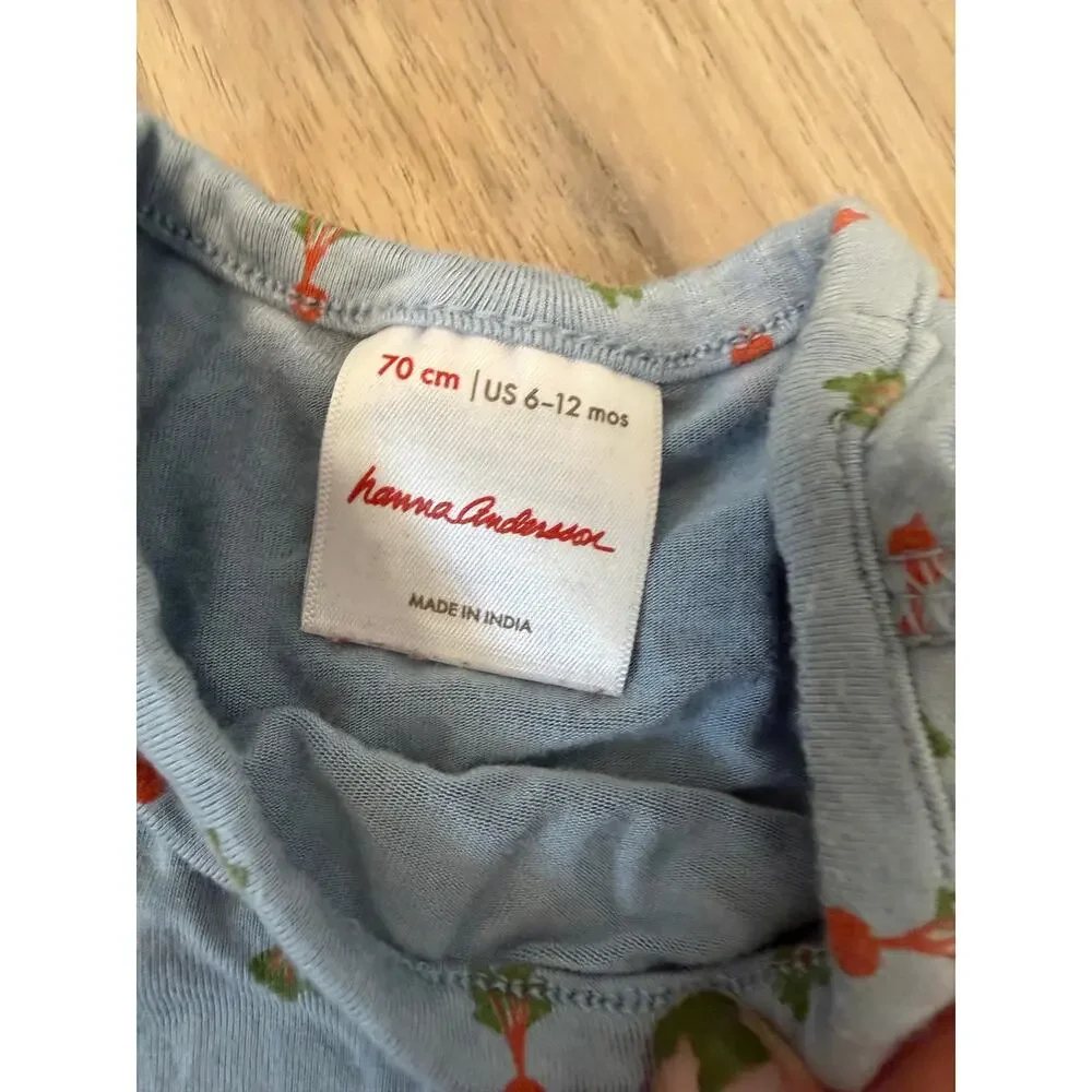 Hanna Andersson 6-12 Months Bamboo Baby One Piece Long Sleeve Radish Print